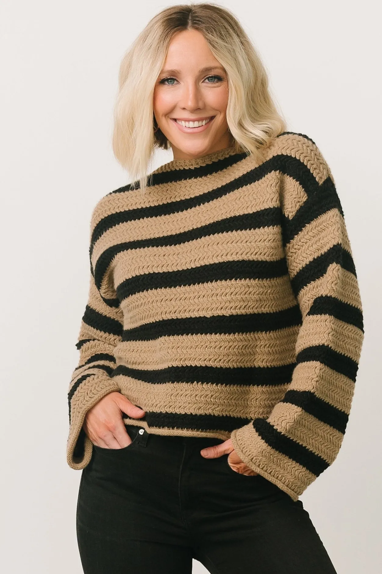 Online Baltic Born Robbie Striped Knit Sweater | Black + Camel Black+Camel