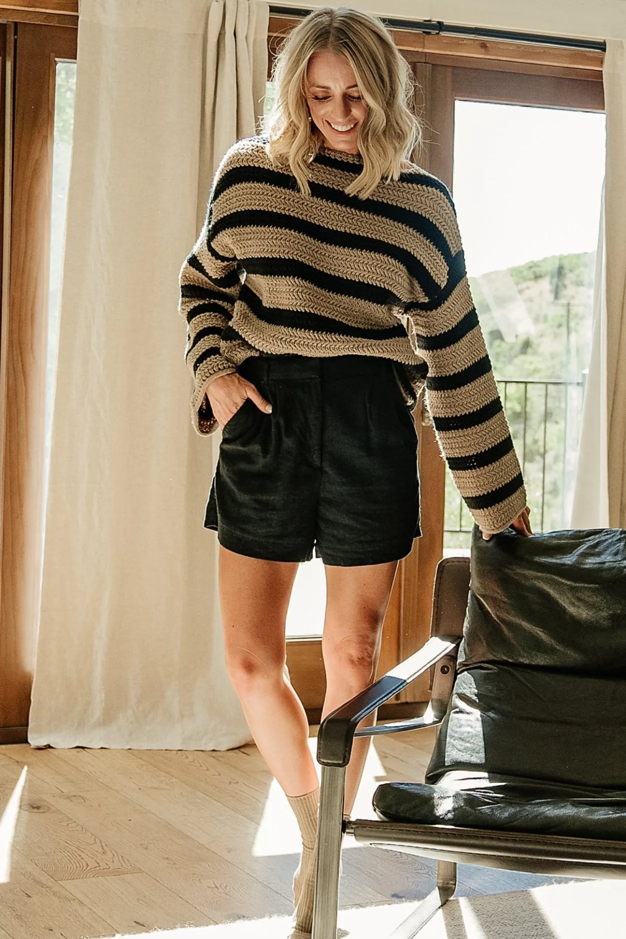 Online Baltic Born Robbie Striped Knit Sweater | Black + Camel Black+Camel