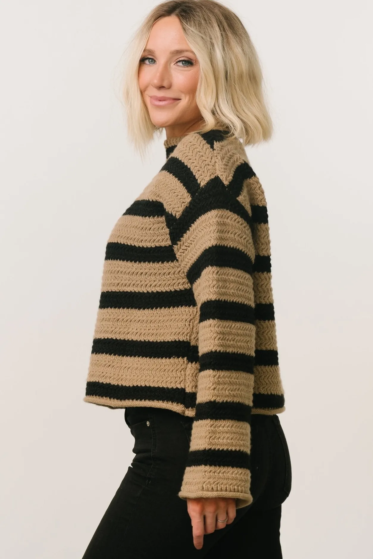 Online Baltic Born Robbie Striped Knit Sweater | Black + Camel Black+Camel