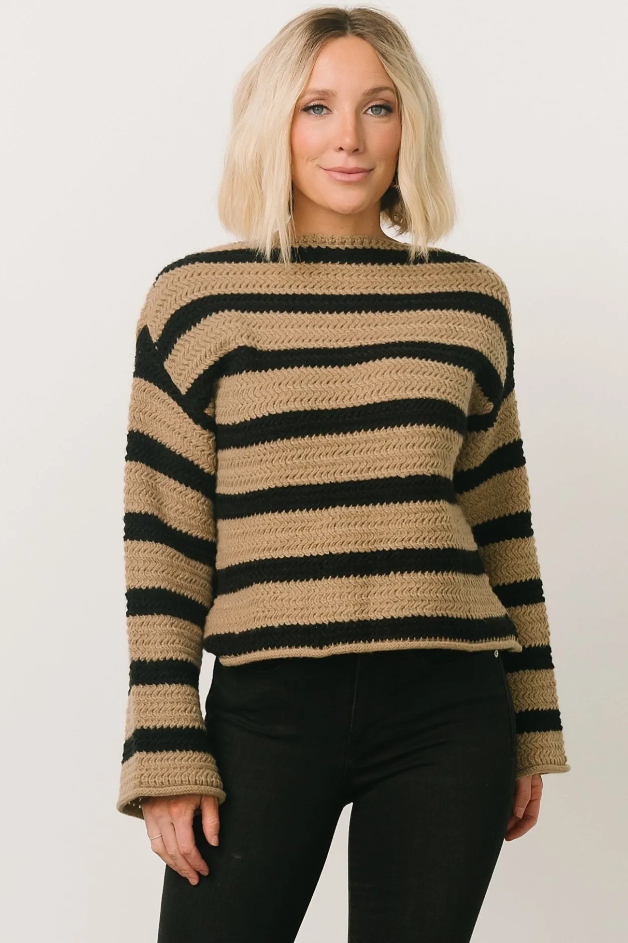 Online Baltic Born Robbie Striped Knit Sweater | Black + Camel Black+Camel