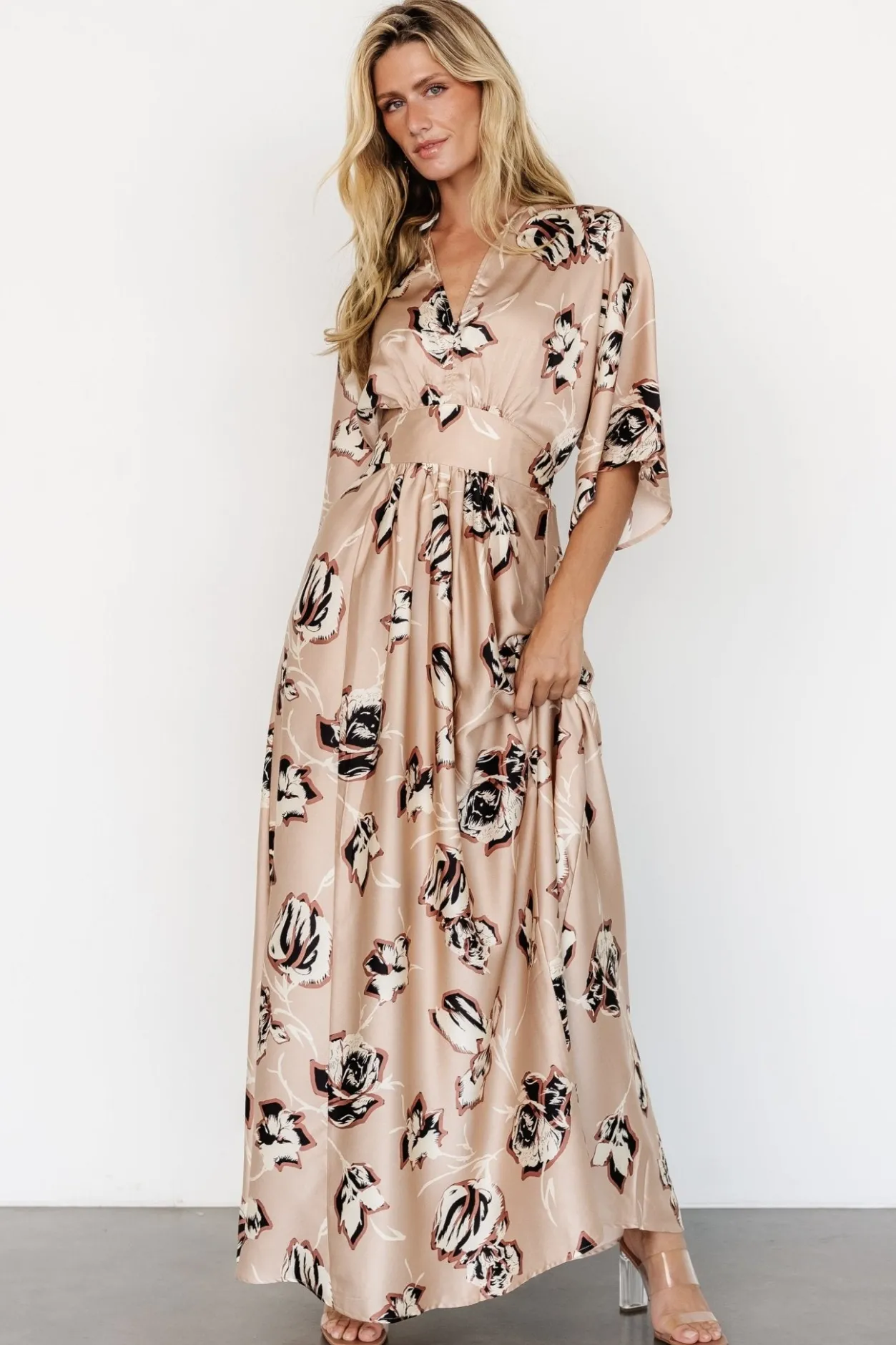 Clearance Baltic Born Romilly Satin Maxi Dress | Champagne Print ChampagnePrint
