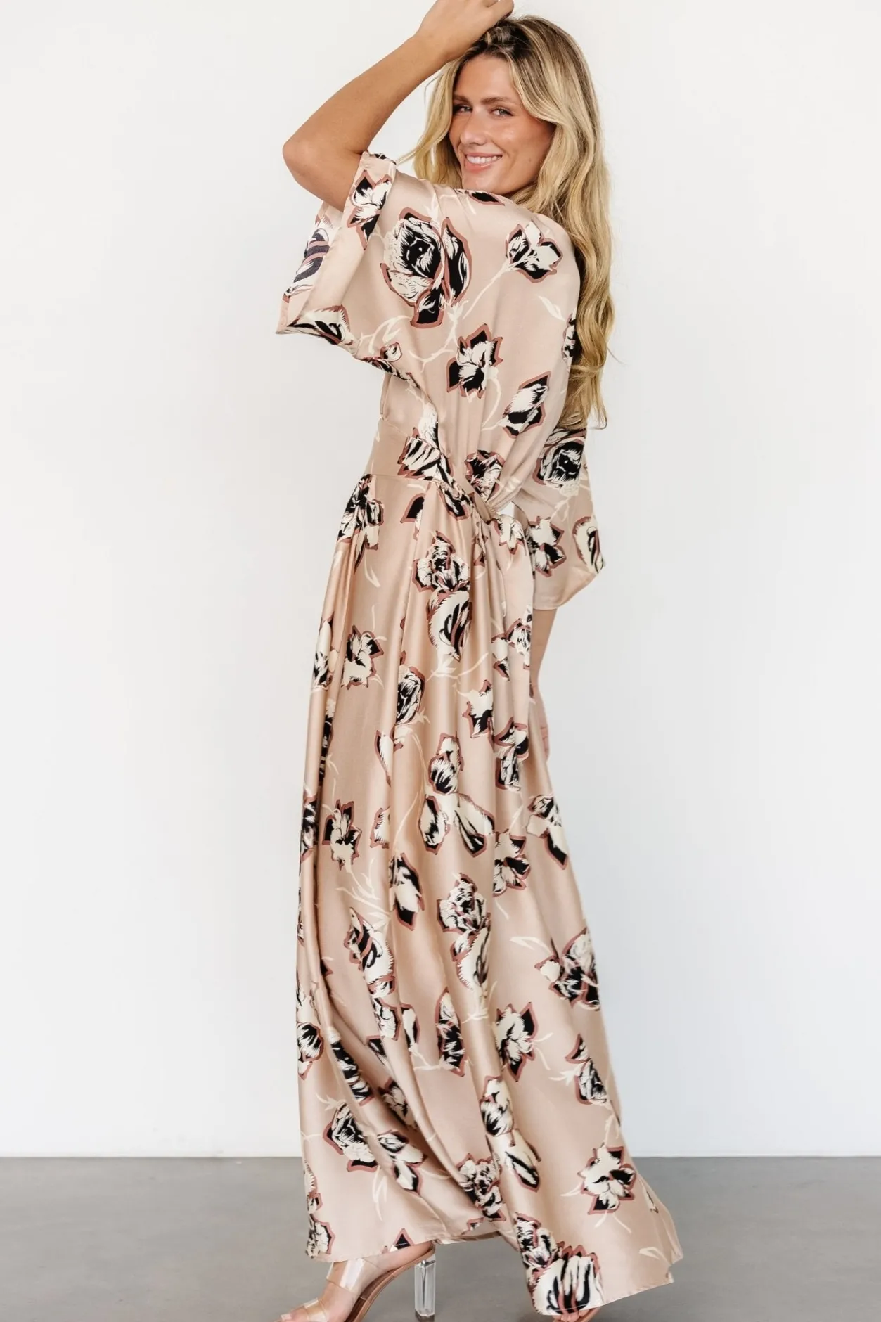 Clearance Baltic Born Romilly Satin Maxi Dress | Champagne Print ChampagnePrint