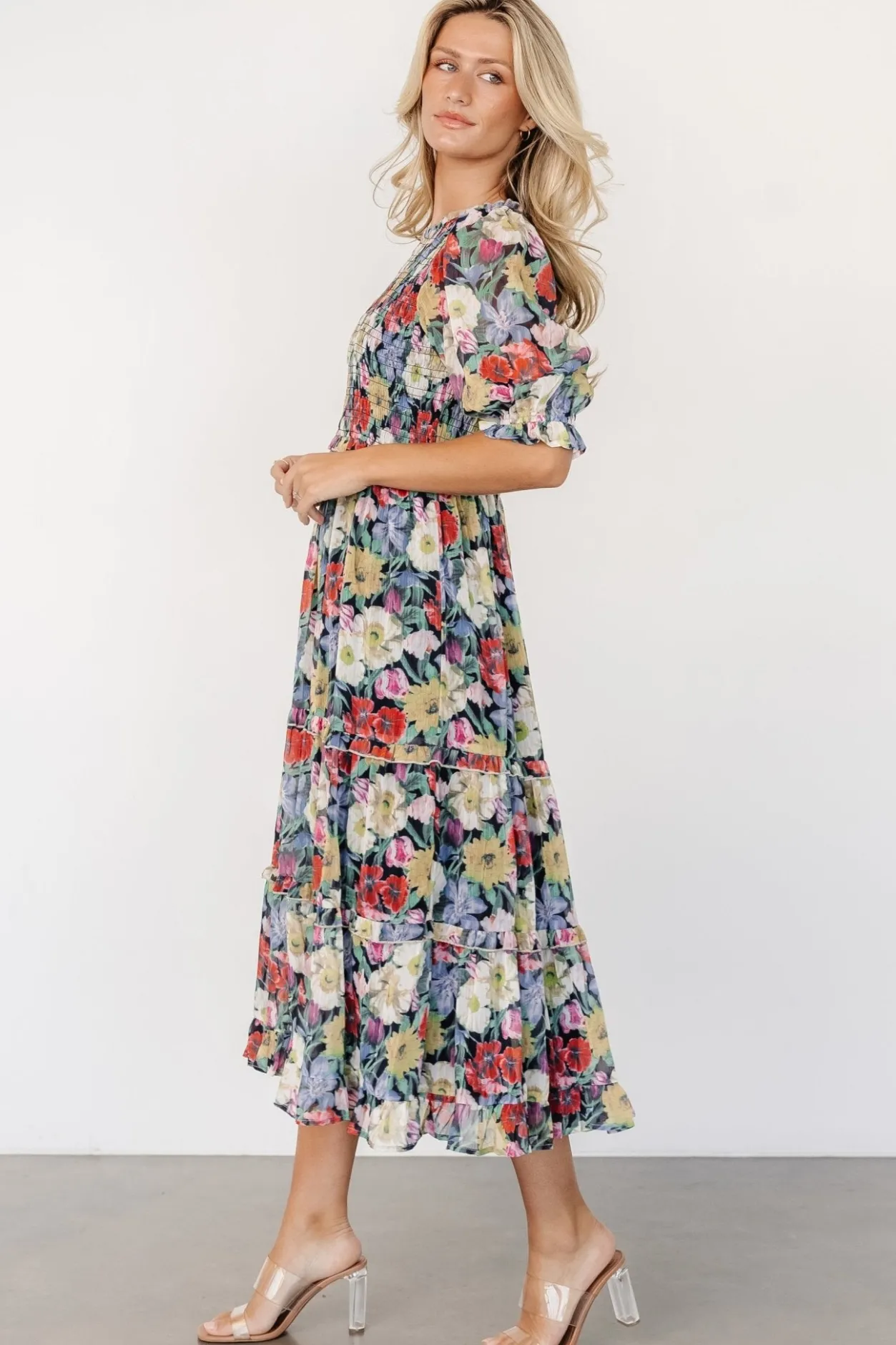 Outlet Baltic Born Rosalina Smocked Dress | Black Multi Floral BlackMultiFloral