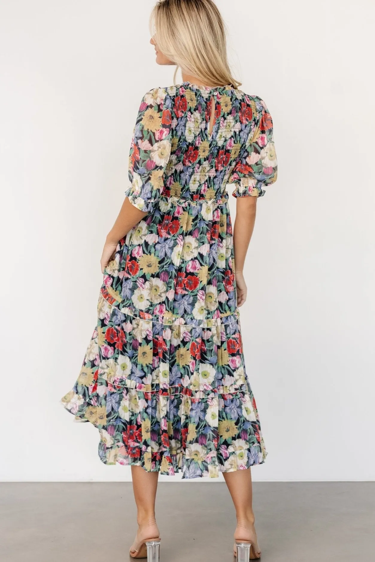 Outlet Baltic Born Rosalina Smocked Dress | Black Multi Floral BlackMultiFloral