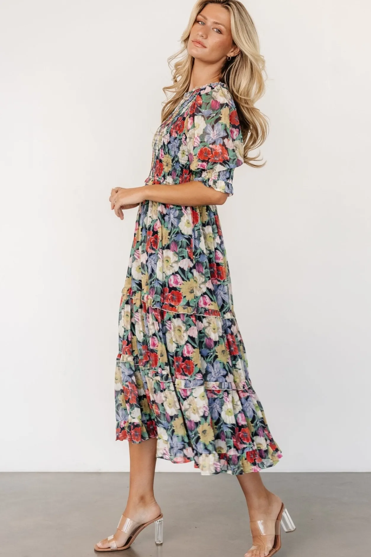 Outlet Baltic Born Rosalina Smocked Dress | Black Multi Floral BlackMultiFloral