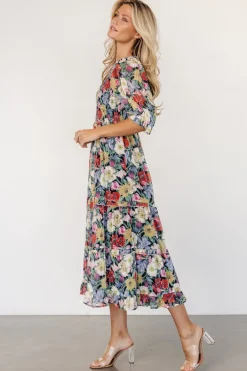 Outlet Baltic Born Rosalina Smocked Dress | Black Multi Floral BlackMultiFloral