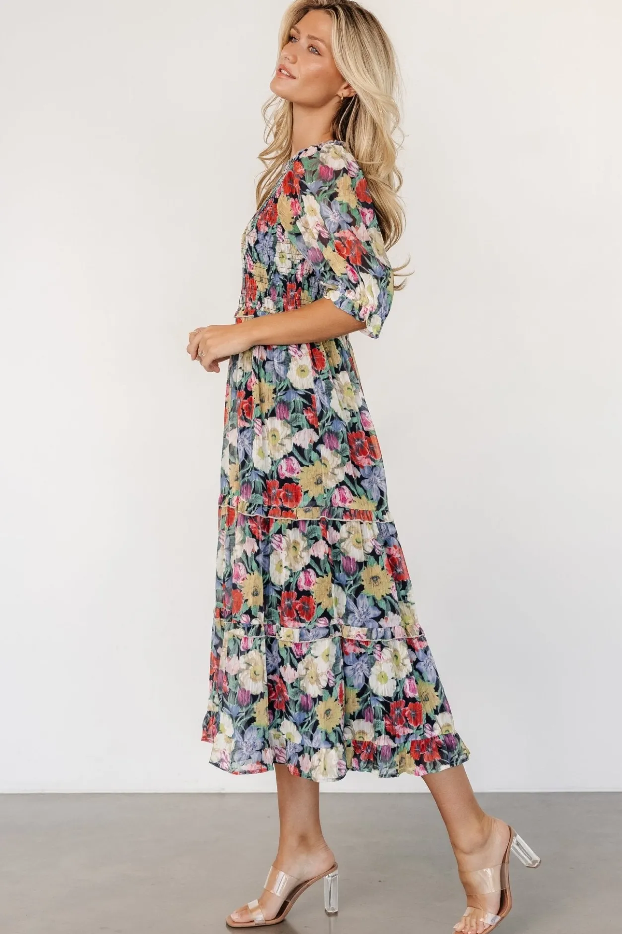 Outlet Baltic Born Rosalina Smocked Dress | Black Multi Floral BlackMultiFloral