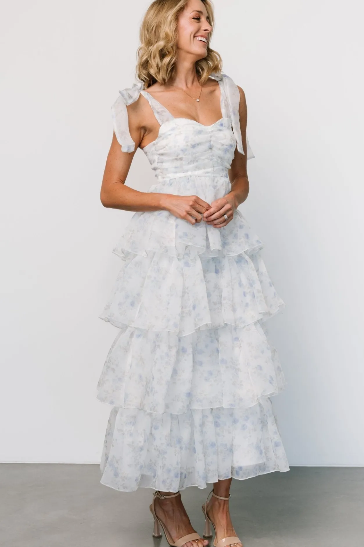 Sale Baltic Born Rosemary Tiered Dress | Light Blue Floral LightBlueFloral