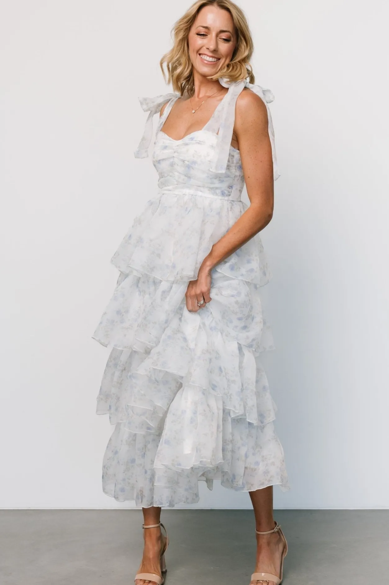 Sale Baltic Born Rosemary Tiered Dress | Light Blue Floral LightBlueFloral