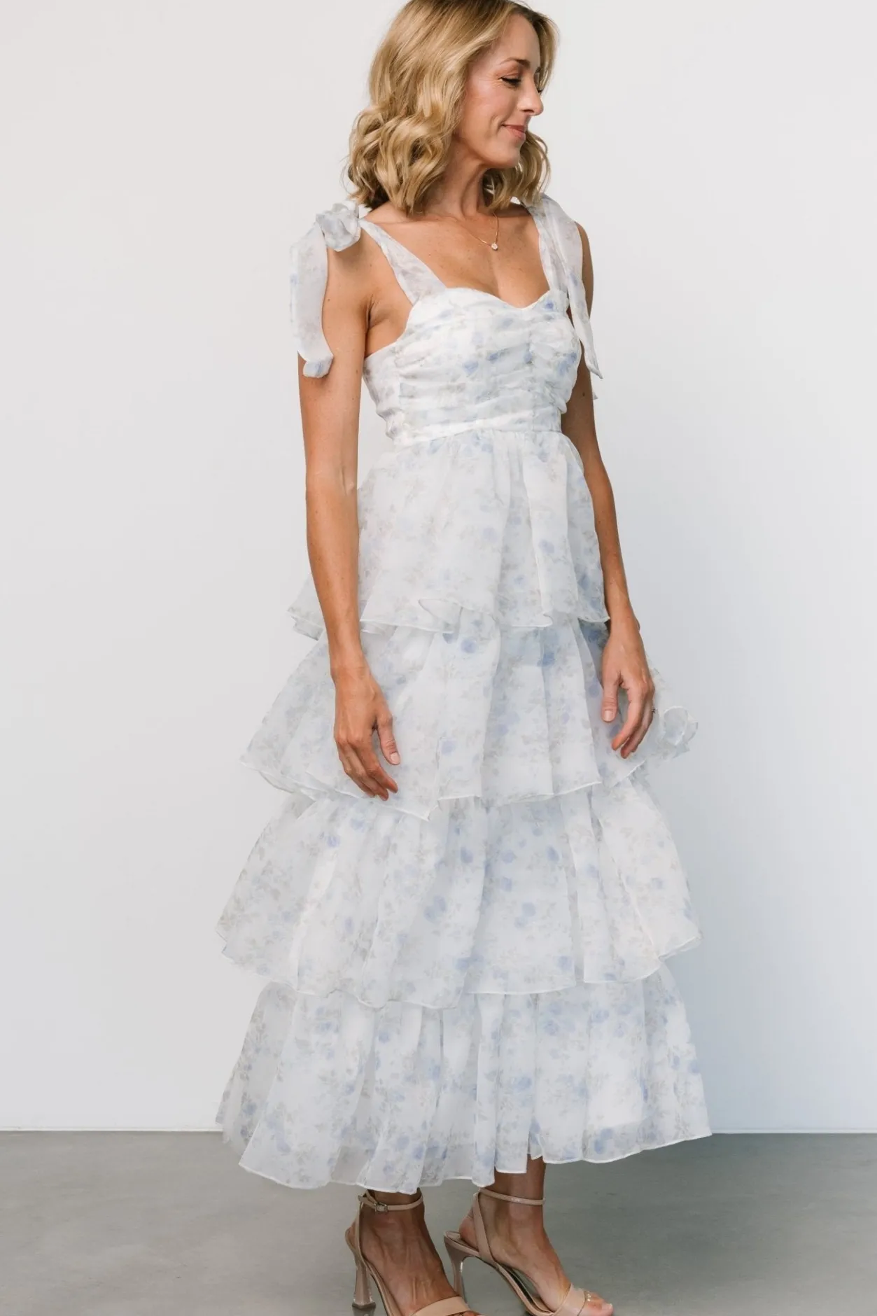 Sale Baltic Born Rosemary Tiered Dress | Light Blue Floral LightBlueFloral