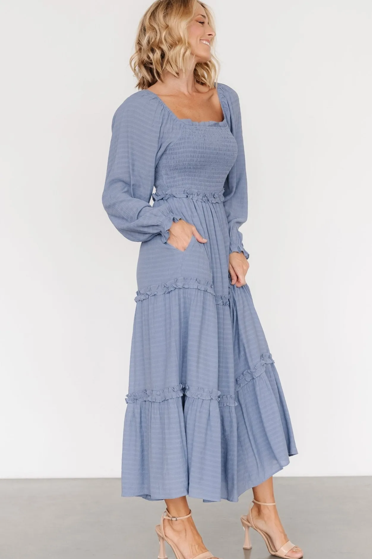Clearance Baltic Born Rowan Tiered Dress | Slate Blue SlateBlue