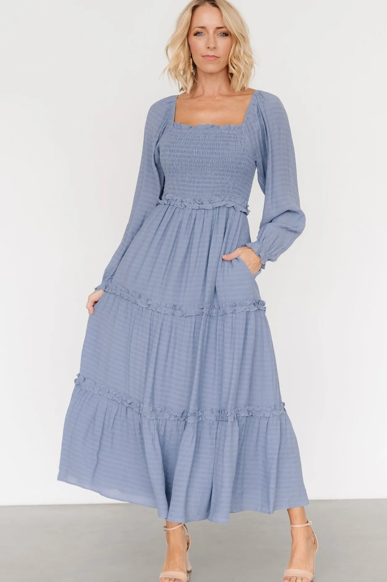 Clearance Baltic Born Rowan Tiered Dress | Slate Blue SlateBlue