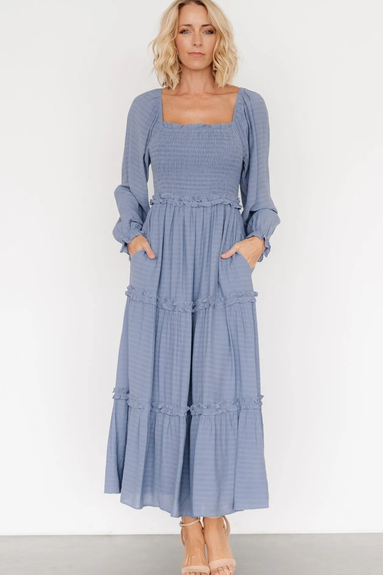 Clearance Baltic Born Rowan Tiered Dress | Slate Blue SlateBlue