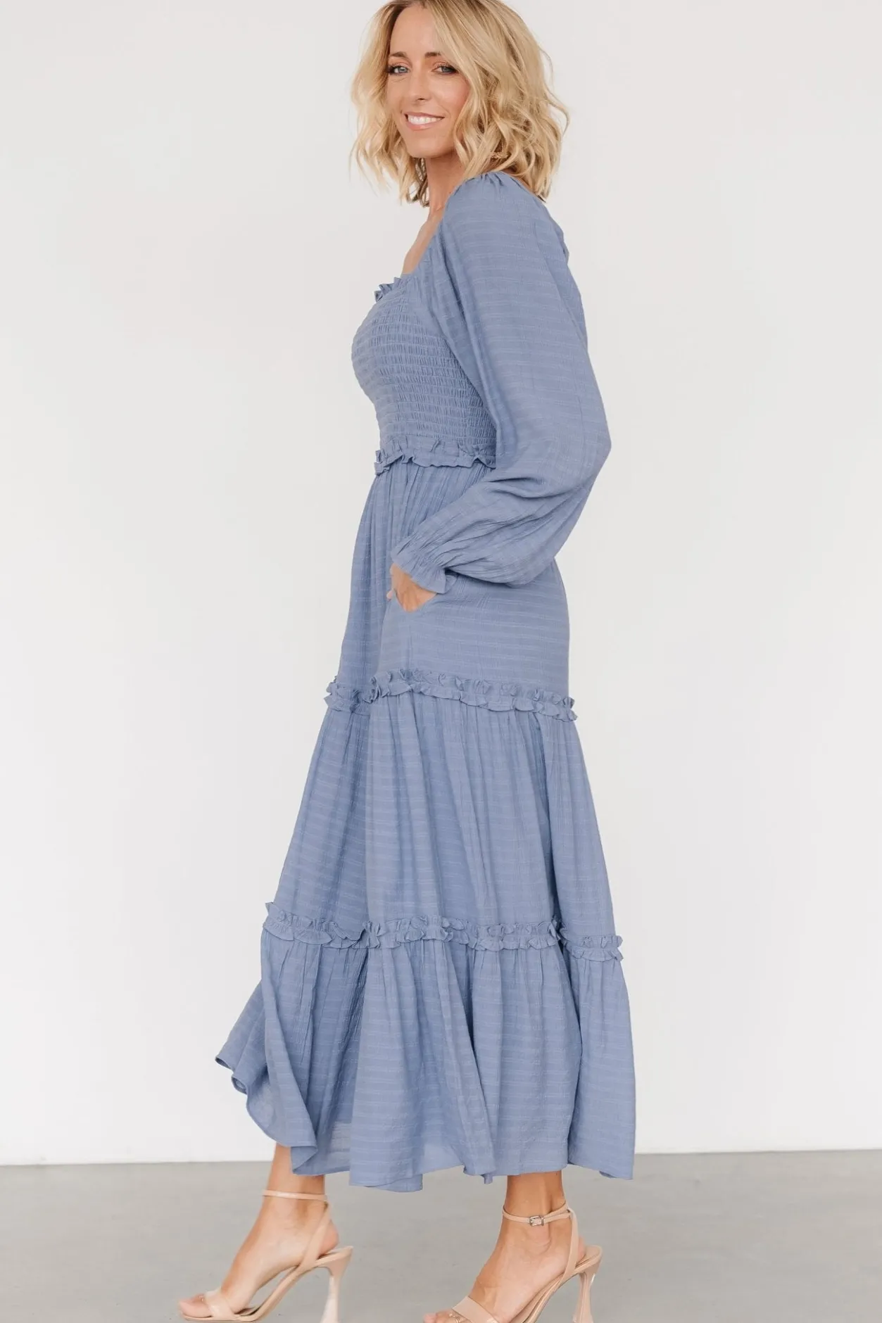 Clearance Baltic Born Rowan Tiered Dress | Slate Blue SlateBlue
