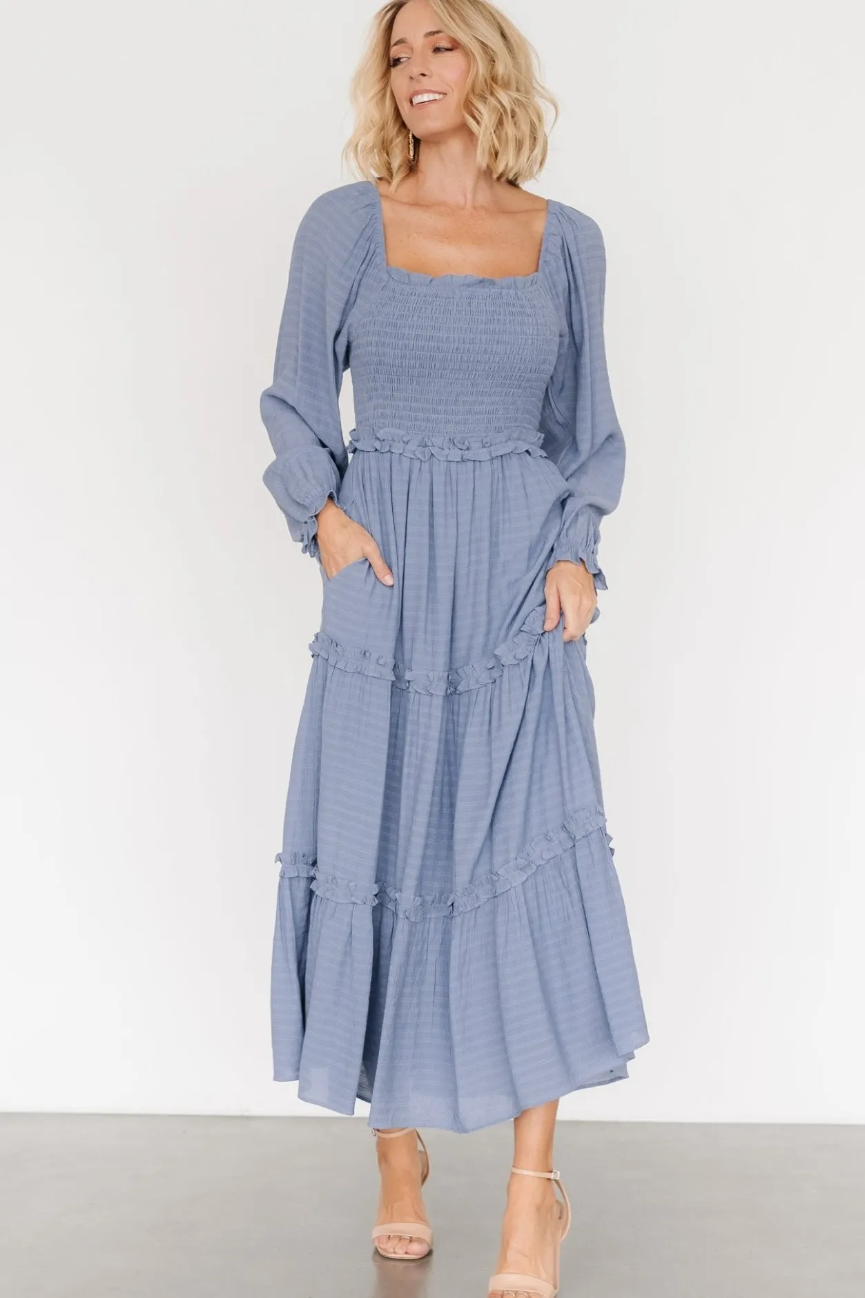 Clearance Baltic Born Rowan Tiered Dress | Slate Blue SlateBlue