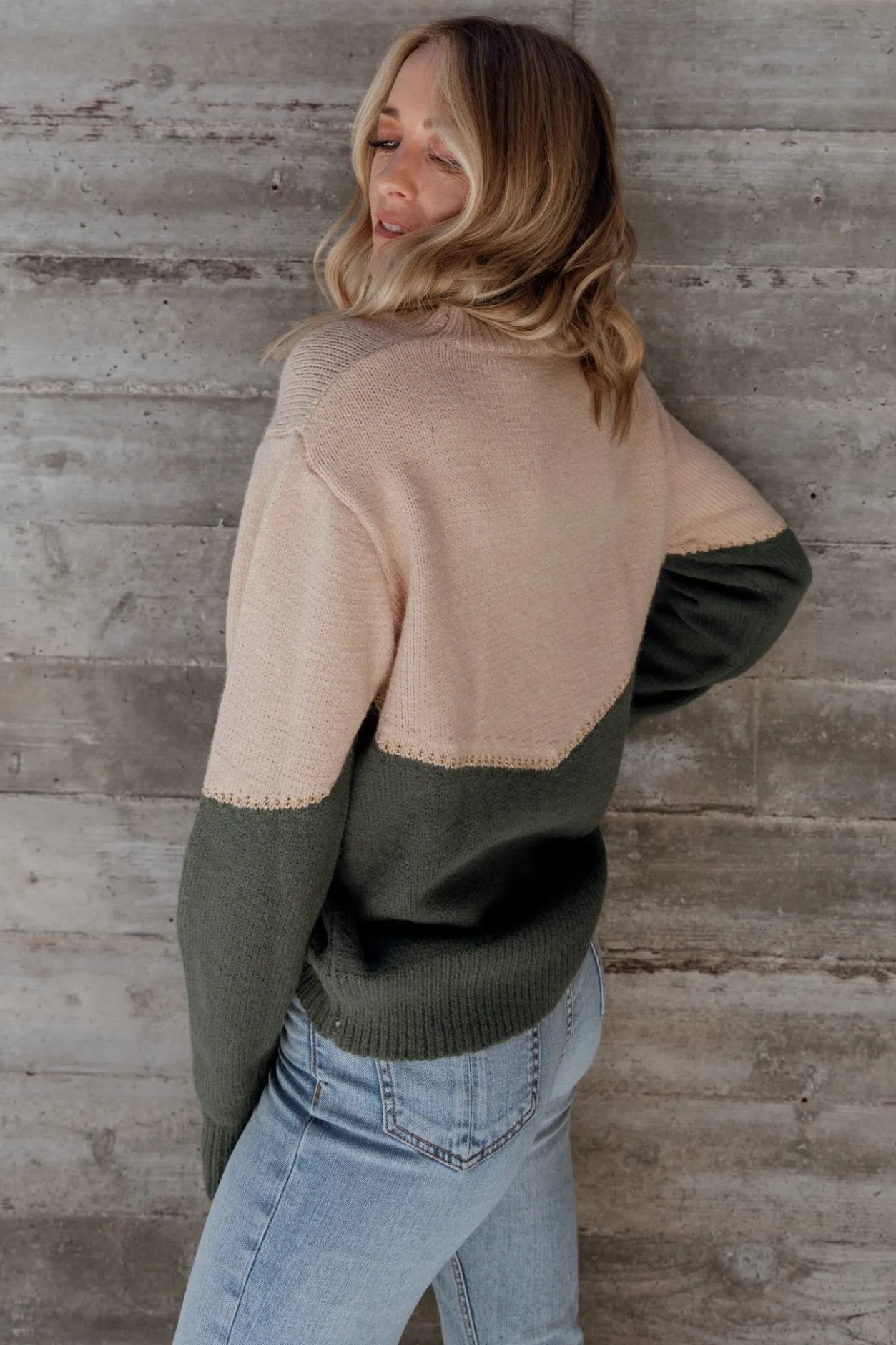 Online Baltic Born Rowen Color Block Sweater | Natural + Green Natural+Green