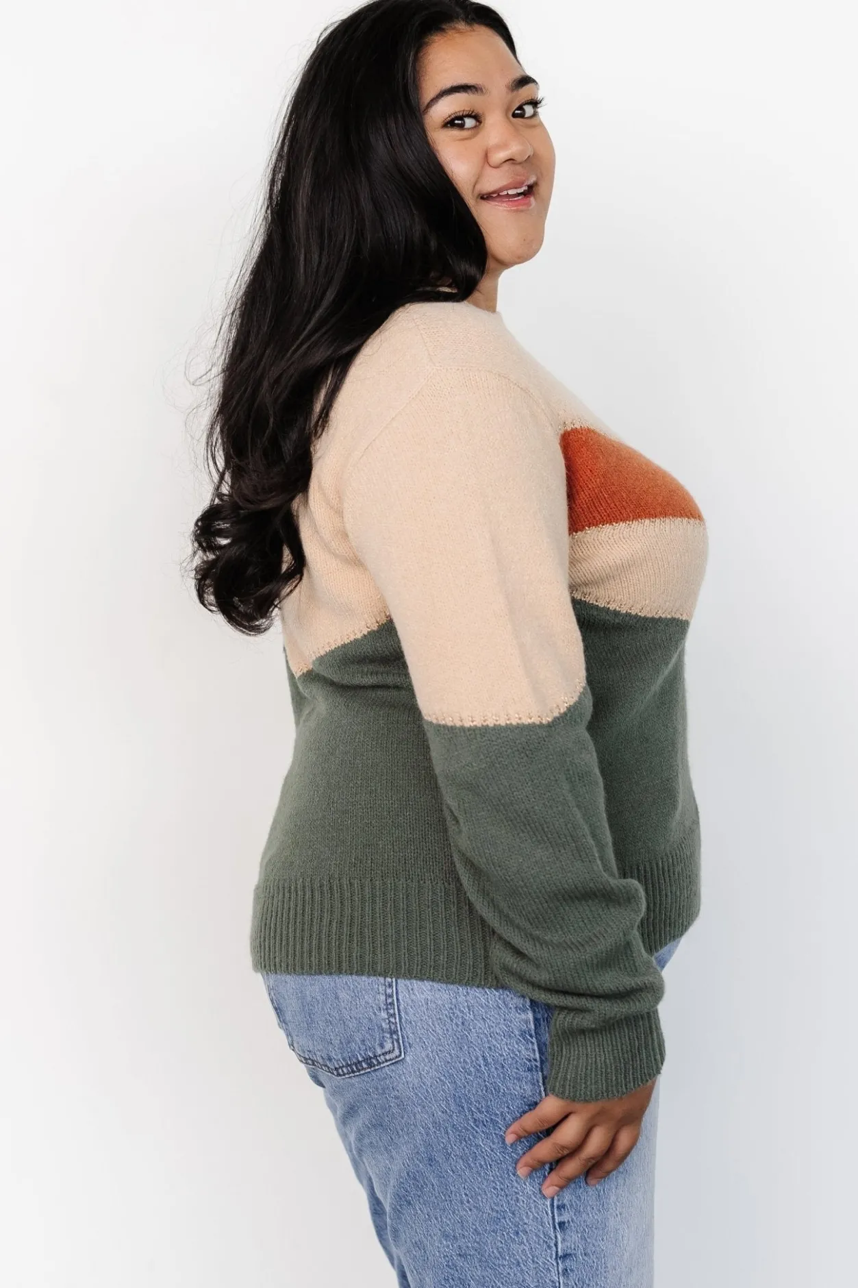 Online Baltic Born Rowen Color Block Sweater | Natural + Green Natural+Green
