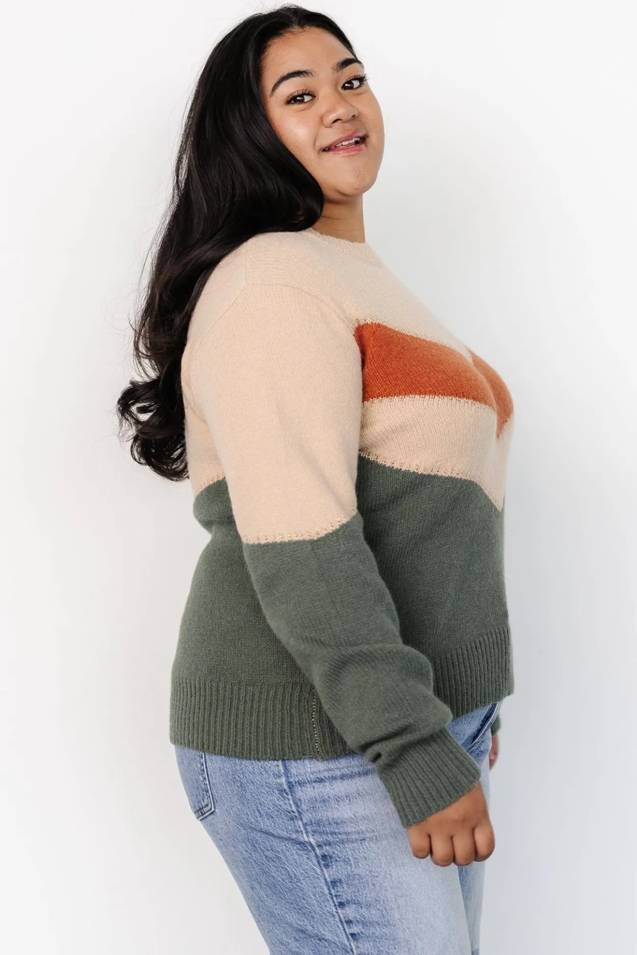 Online Baltic Born Rowen Color Block Sweater | Natural + Green Natural+Green