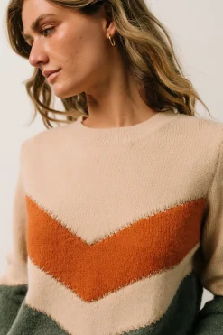 Online Baltic Born Rowen Color Block Sweater | Natural + Green Natural+Green