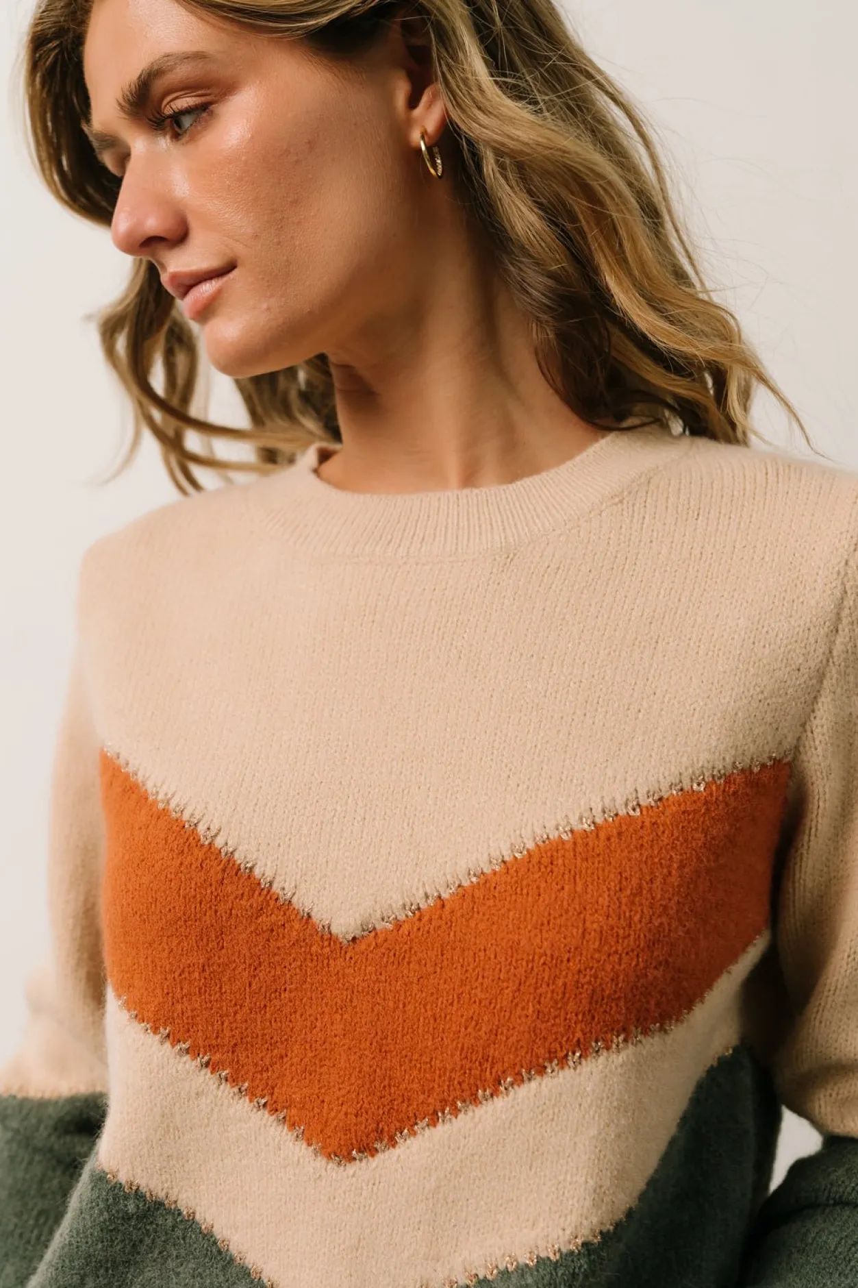 Online Baltic Born Rowen Color Block Sweater | Natural + Green Natural+Green