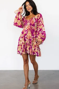 Clearance Baltic Born Rubi Short Dress | Magenta Multi Floral MagentaMultiFloral