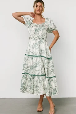 Sale Baltic Born Ruthie Tiered Midi Dress | Green Print GreenPrint