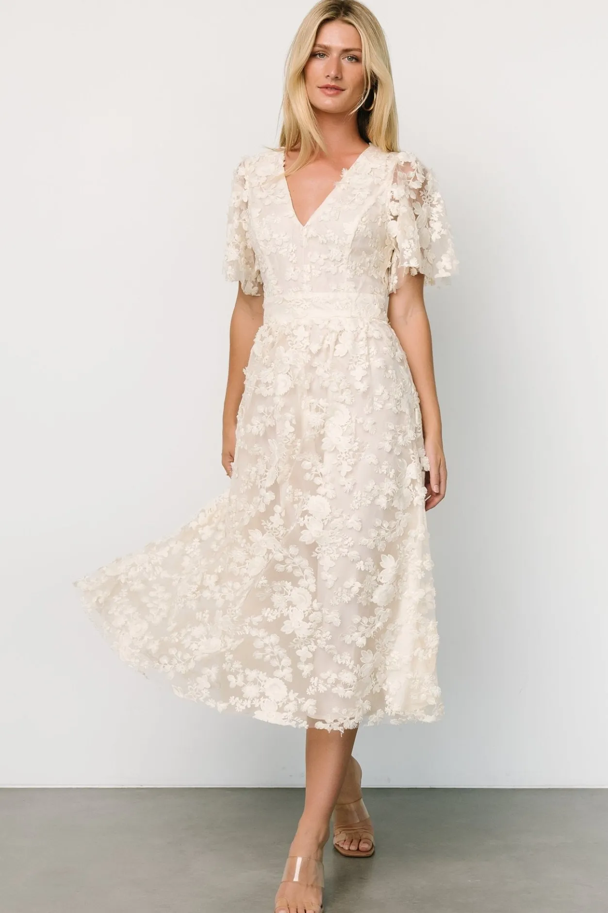 Sale Baltic Born Sadie Embroidered Midi Dress | Vintage Cream VintageCream