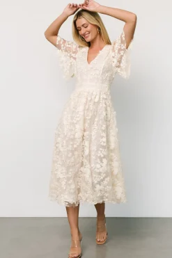 Sale Baltic Born Sadie Embroidered Midi Dress | Vintage Cream VintageCream