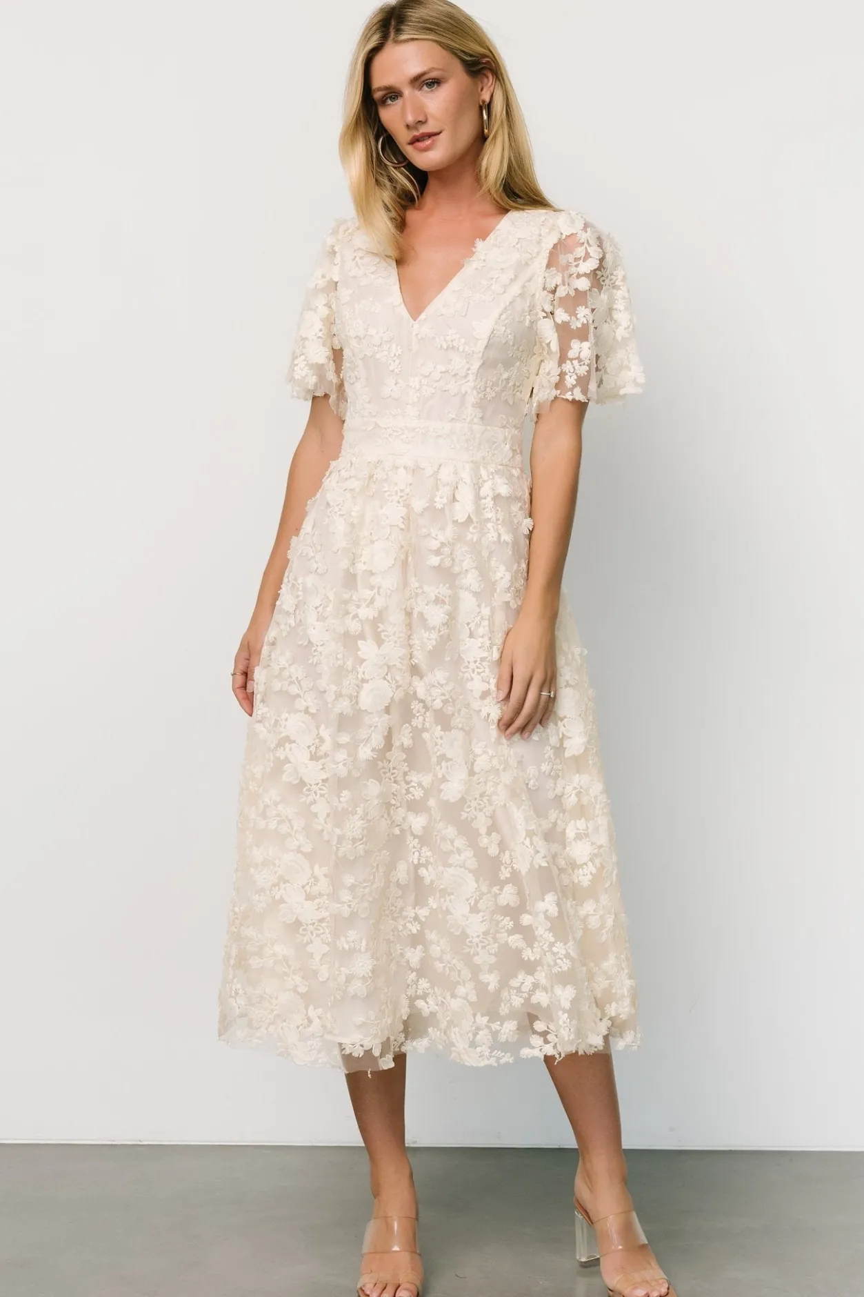 Sale Baltic Born Sadie Embroidered Midi Dress | Vintage Cream VintageCream
