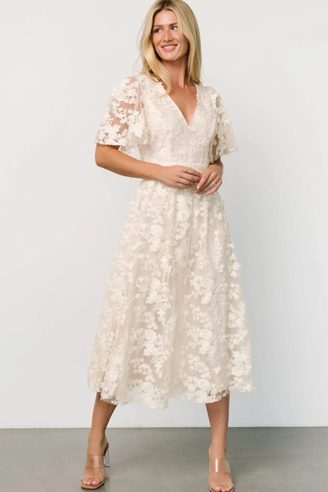Sale Baltic Born Sadie Embroidered Midi Dress | Vintage Cream VintageCream