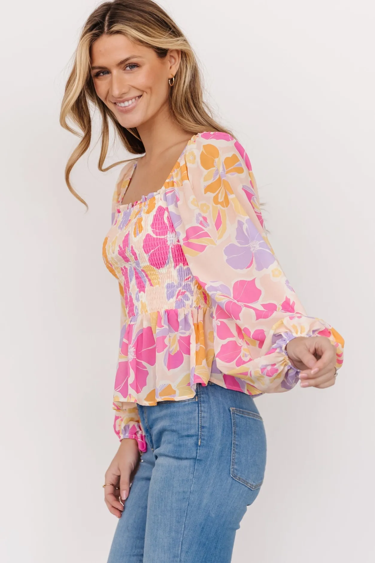 Hot Baltic Born Sally Smocked Top | Pink Multi PinkMulti