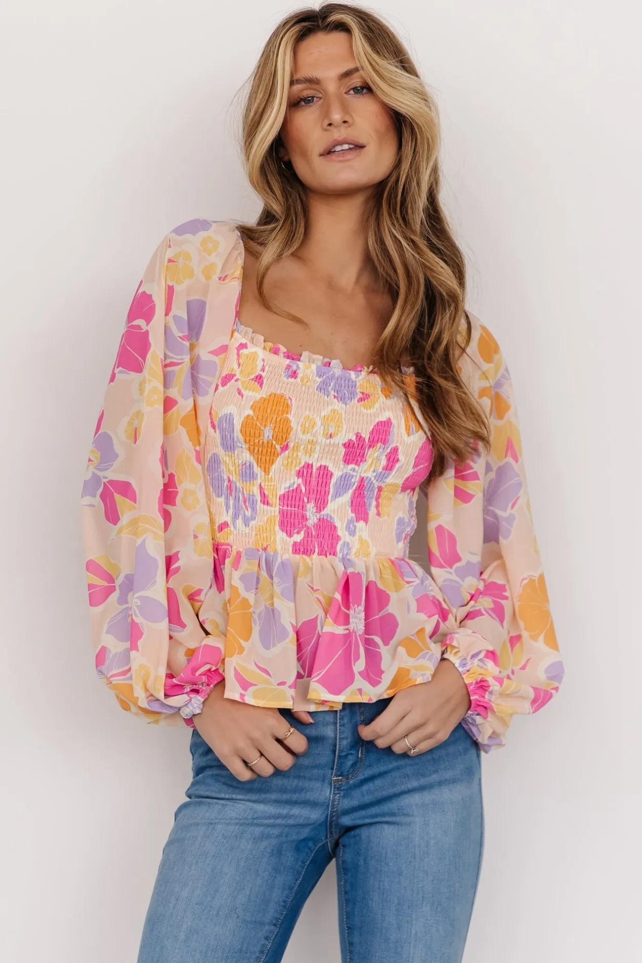 Hot Baltic Born Sally Smocked Top | Pink Multi PinkMulti