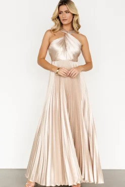 Hot Baltic Born Sandra Pleated Maxi Dress | Champagne