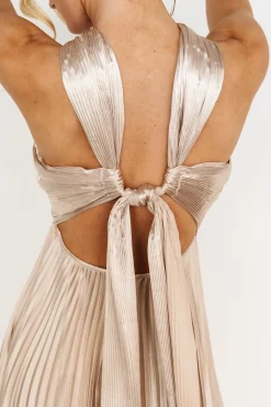 Hot Baltic Born Sandra Pleated Maxi Dress | Champagne