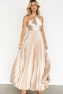 Hot Baltic Born Sandra Pleated Maxi Dress | Champagne
