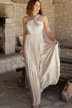 Hot Baltic Born Sandra Pleated Maxi Dress | Champagne