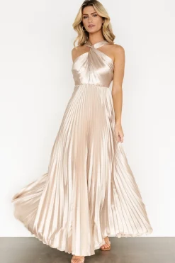 Hot Baltic Born Sandra Pleated Maxi Dress | Champagne