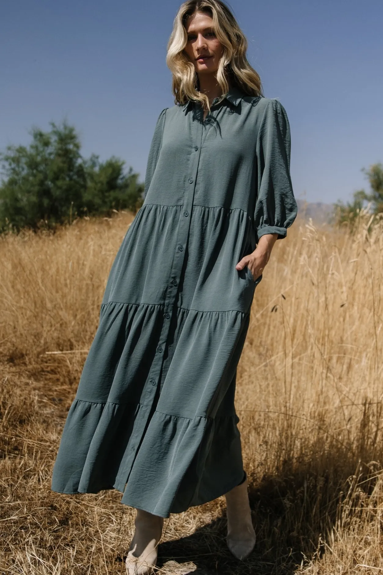 Best Baltic Born Sandy Button Tiered Dress | Jade