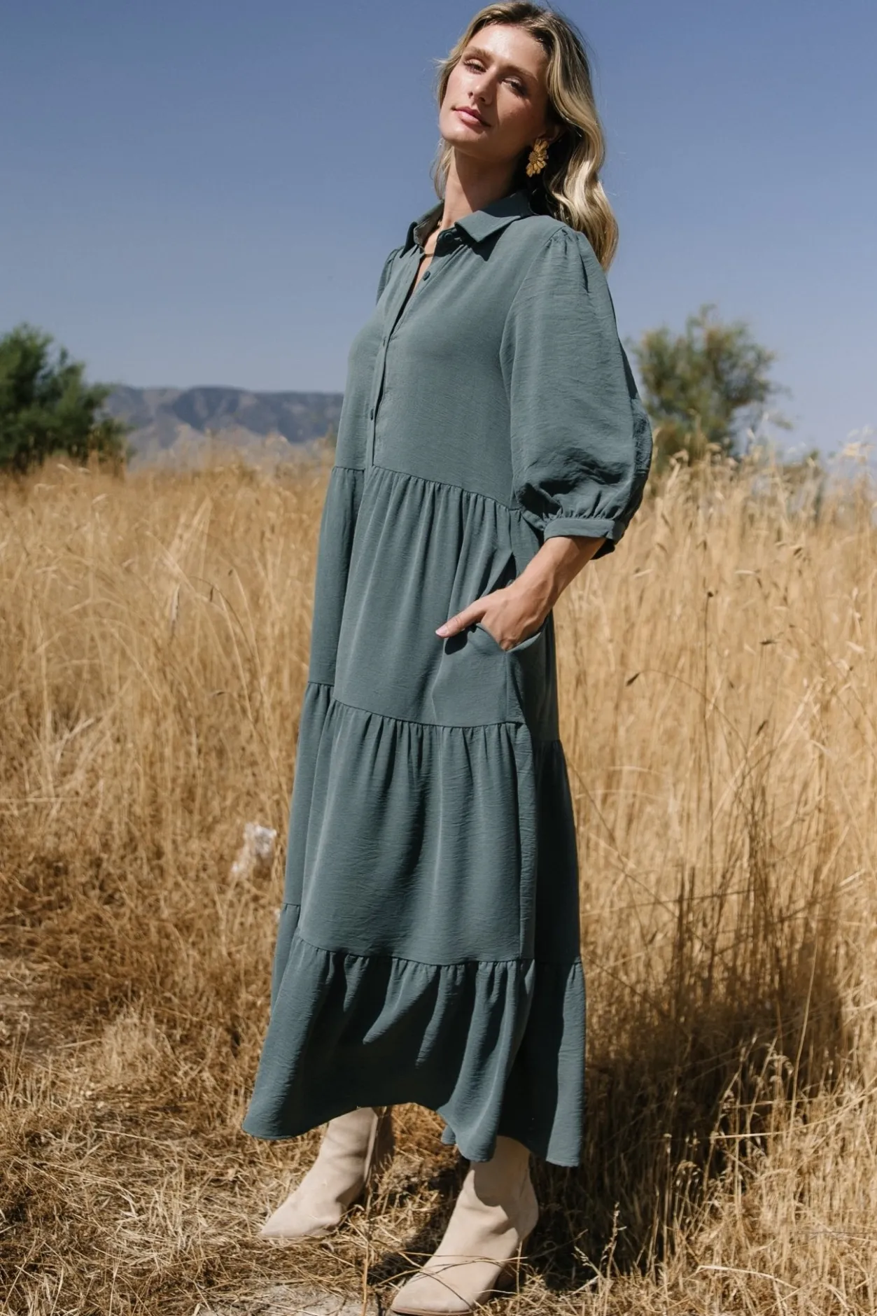 Best Baltic Born Sandy Button Tiered Dress | Jade