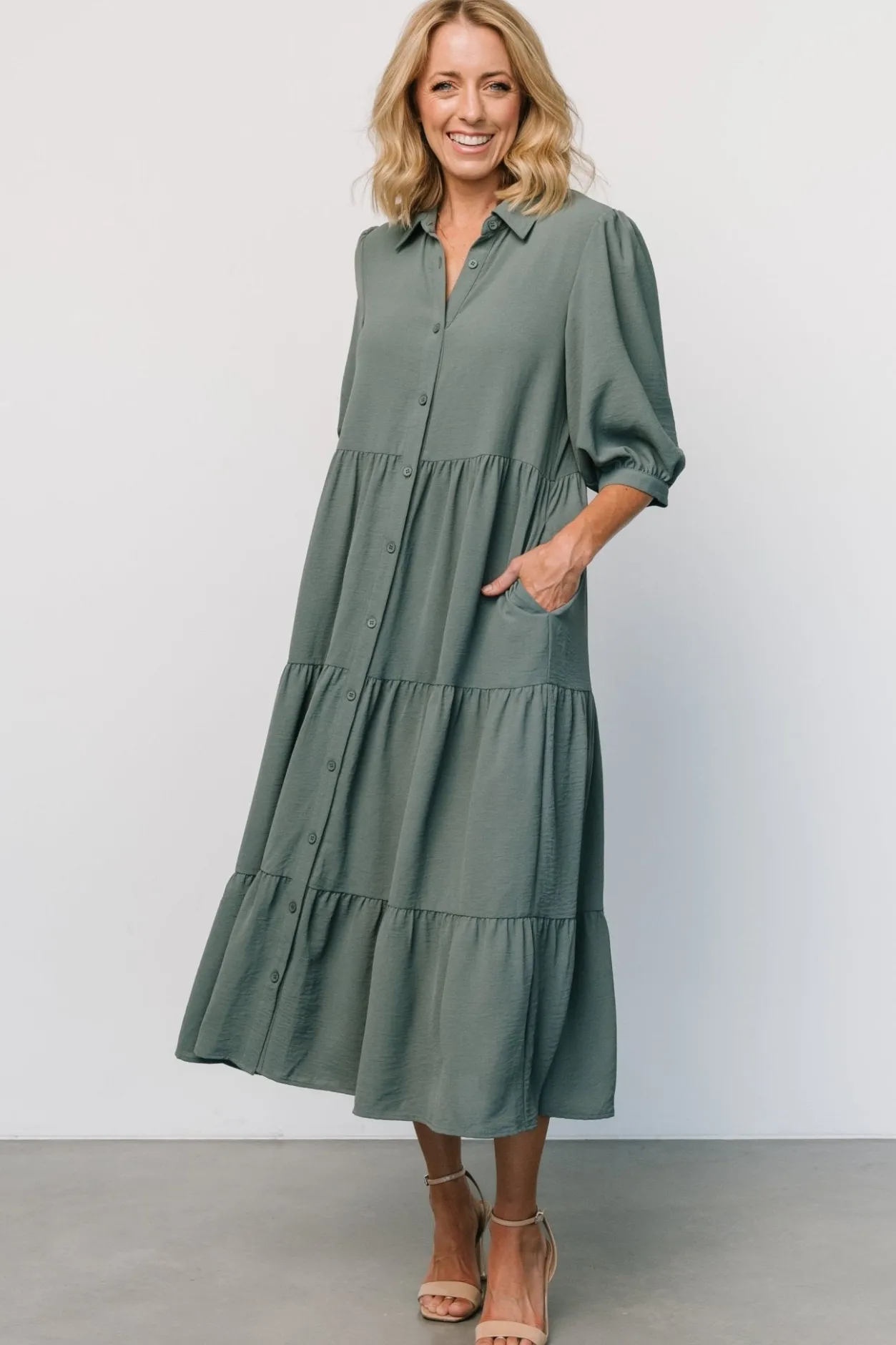 Best Baltic Born Sandy Button Tiered Dress | Jade