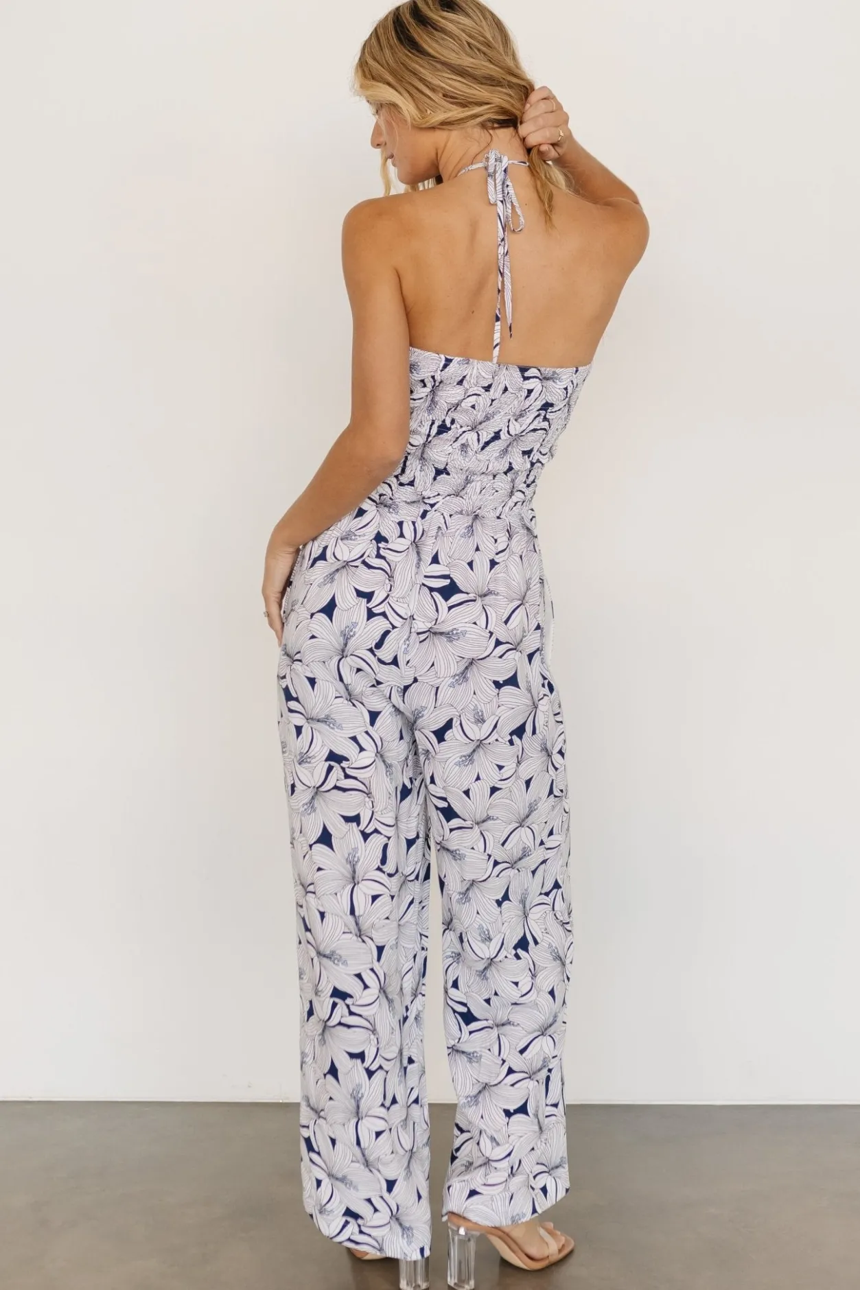 Sale Baltic Born Santa Ana Halter Jumpsuit | Navy + White Navy+White