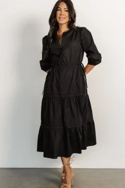 Fashion Baltic Born Santa Fe Poplin Midi Dress | Black