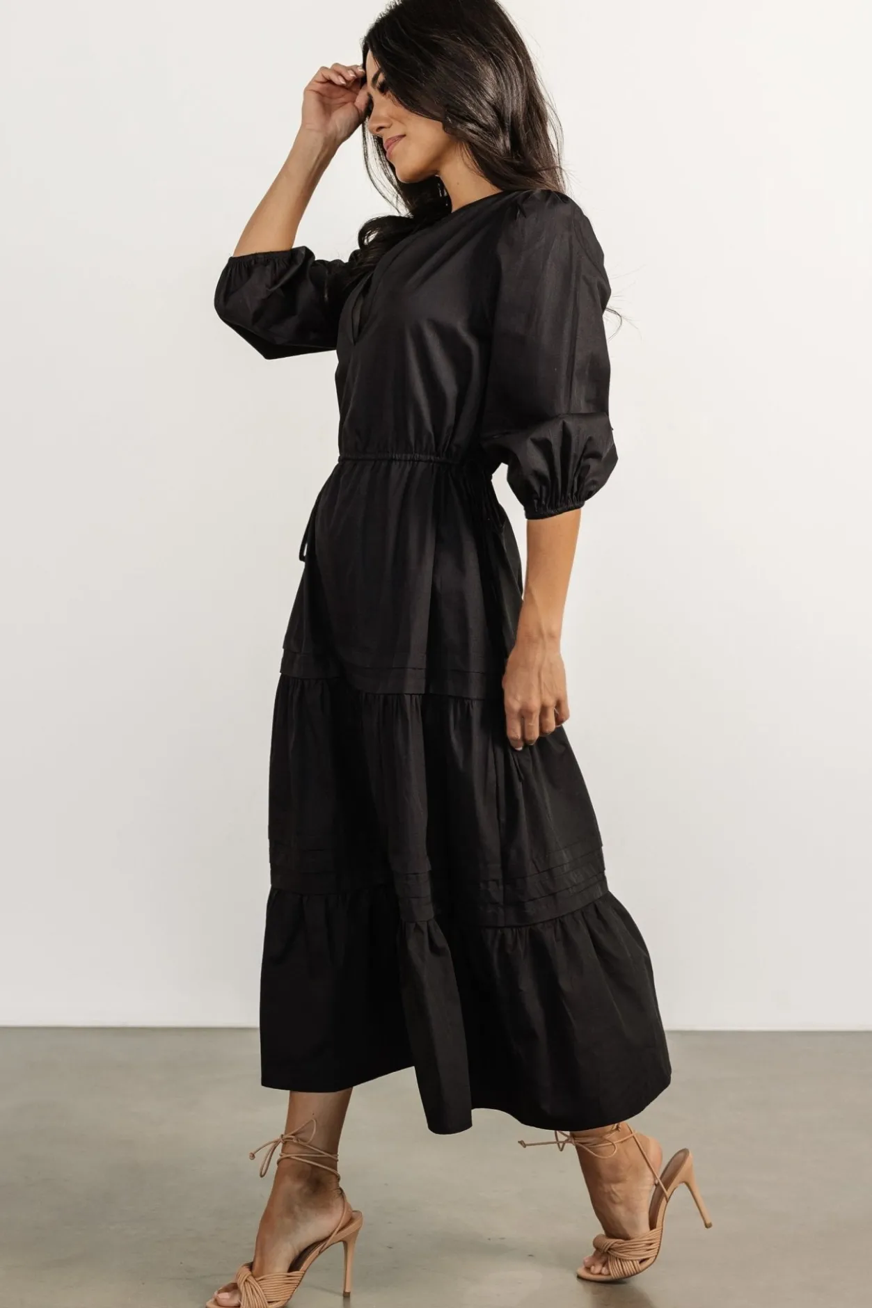 Fashion Baltic Born Santa Fe Poplin Midi Dress | Black