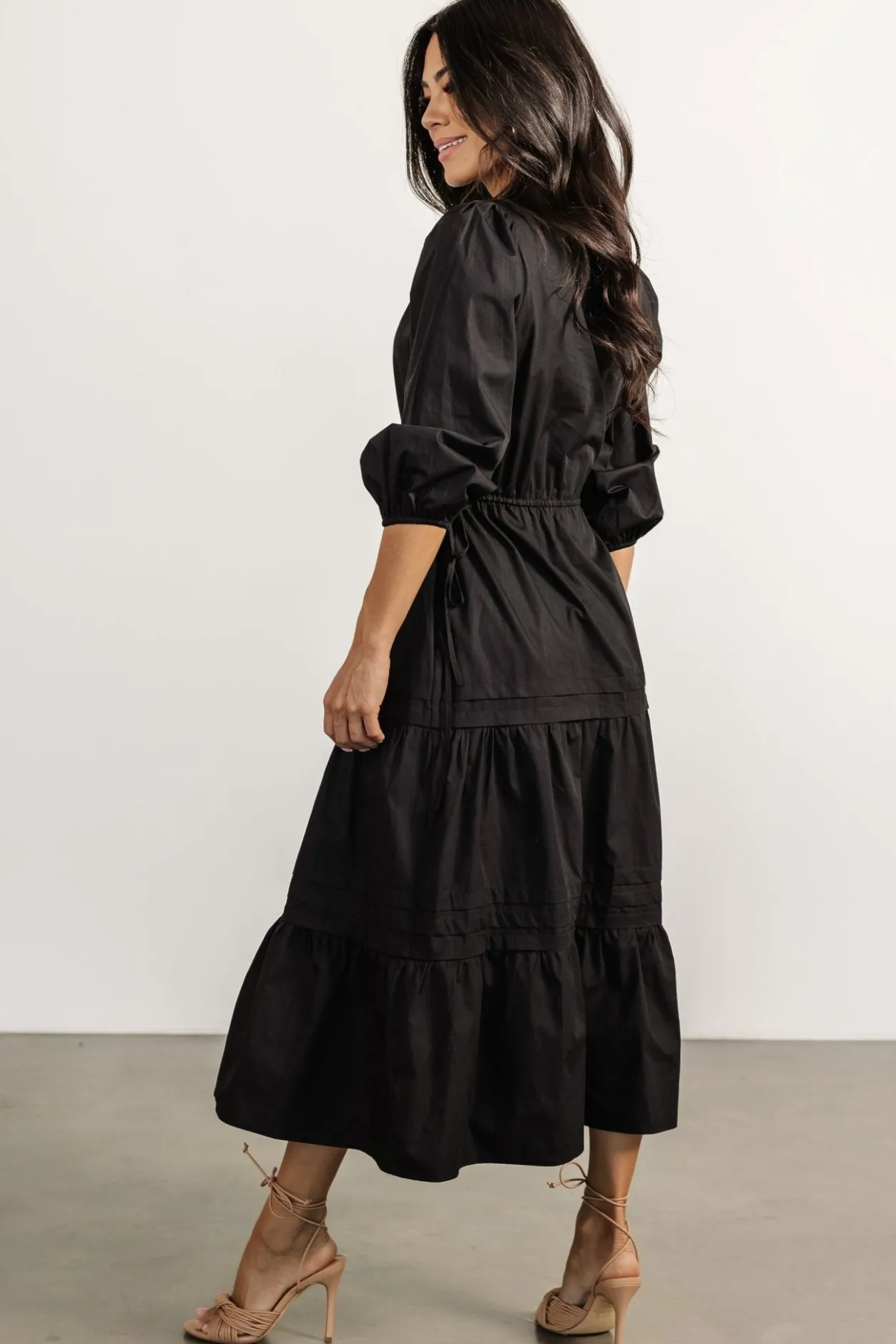 Fashion Baltic Born Santa Fe Poplin Midi Dress | Black