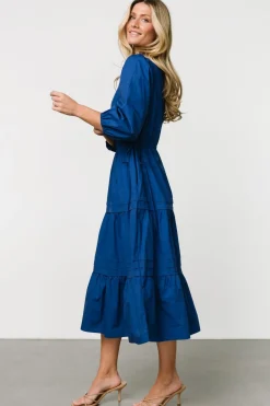 Clearance Baltic Born Santa Fe Poplin Midi Dress | Cobalt