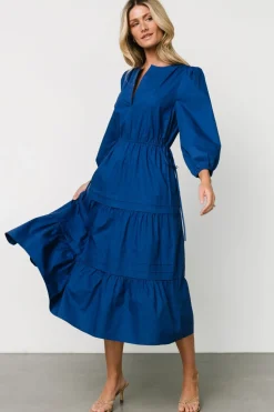Clearance Baltic Born Santa Fe Poplin Midi Dress | Cobalt