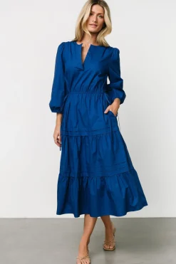 Clearance Baltic Born Santa Fe Poplin Midi Dress | Cobalt