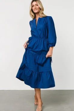 Clearance Baltic Born Santa Fe Poplin Midi Dress | Cobalt
