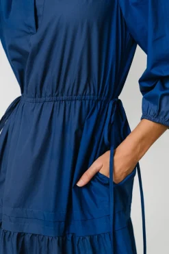 Clearance Baltic Born Santa Fe Poplin Midi Dress | Cobalt