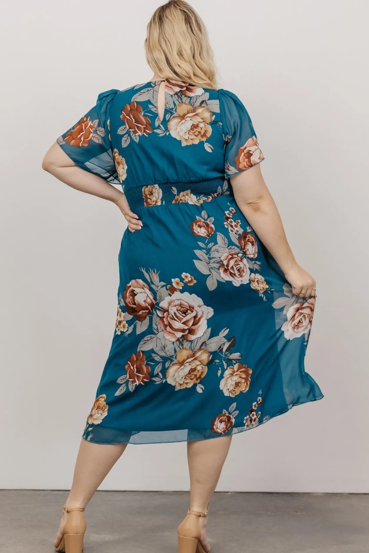 New Baltic Born Sarah Smocked Midi Dress | Blue Floral BlueFloral